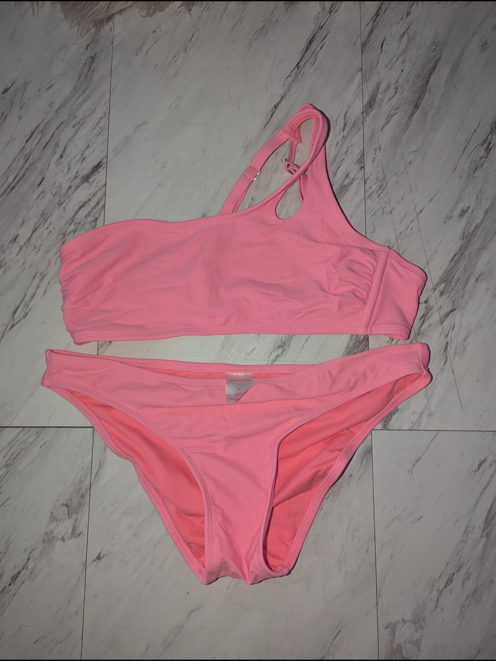 Xhilaration One-Shoulder Bikini Set - Neon Pink